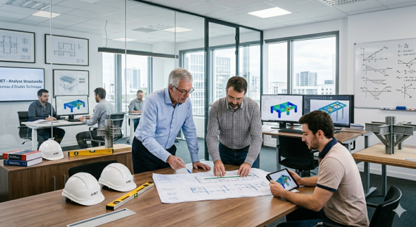 Bureau d’études structure intervenant sur un chantier de construction
